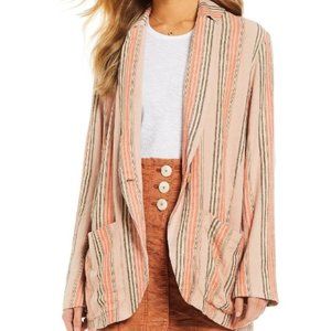NWT Free People Stripes Linen Rayon Oversized Blazer - Size S